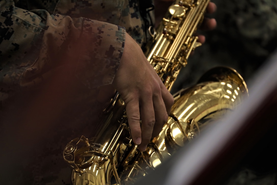 U.S. Marines assigned to the Naval School Of Music participate in musical practices aboard Joint Expeditionary Base Little Creek - Fort Story, Virginia Beach, Va., Nov. 16, 2021. The Naval School of Music provides basic to advanced levels of instruction geared toward preparing Marines and Sailors for the challenges of performance within a wide variety of military ensembles. (U.S. Marine Corps photo by Lance Cpl. Hannah Hollerud)