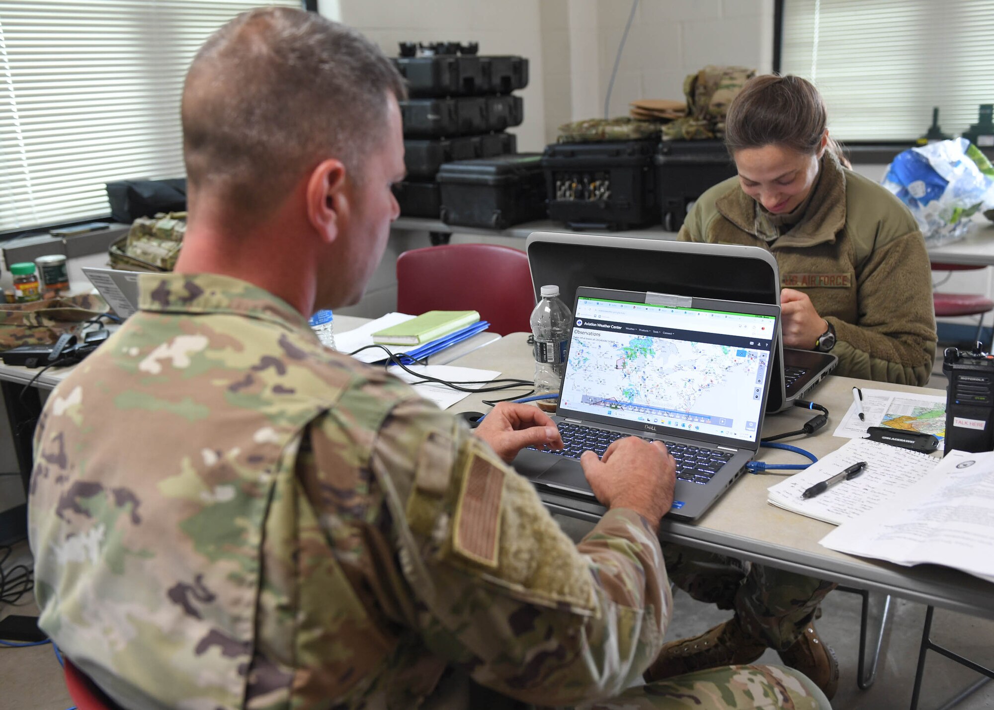 Master Sgt. Ken Wenner sets up and utilizes a micro weather automated observation system and handheld multi-capable weather sensor to keep tabs on weather conditions for Exercise Iron Keystone 2024 components occurring at Fort Drum, N.Y.