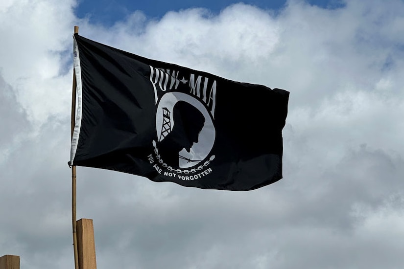 The silhouette of a man on a flag is shown.