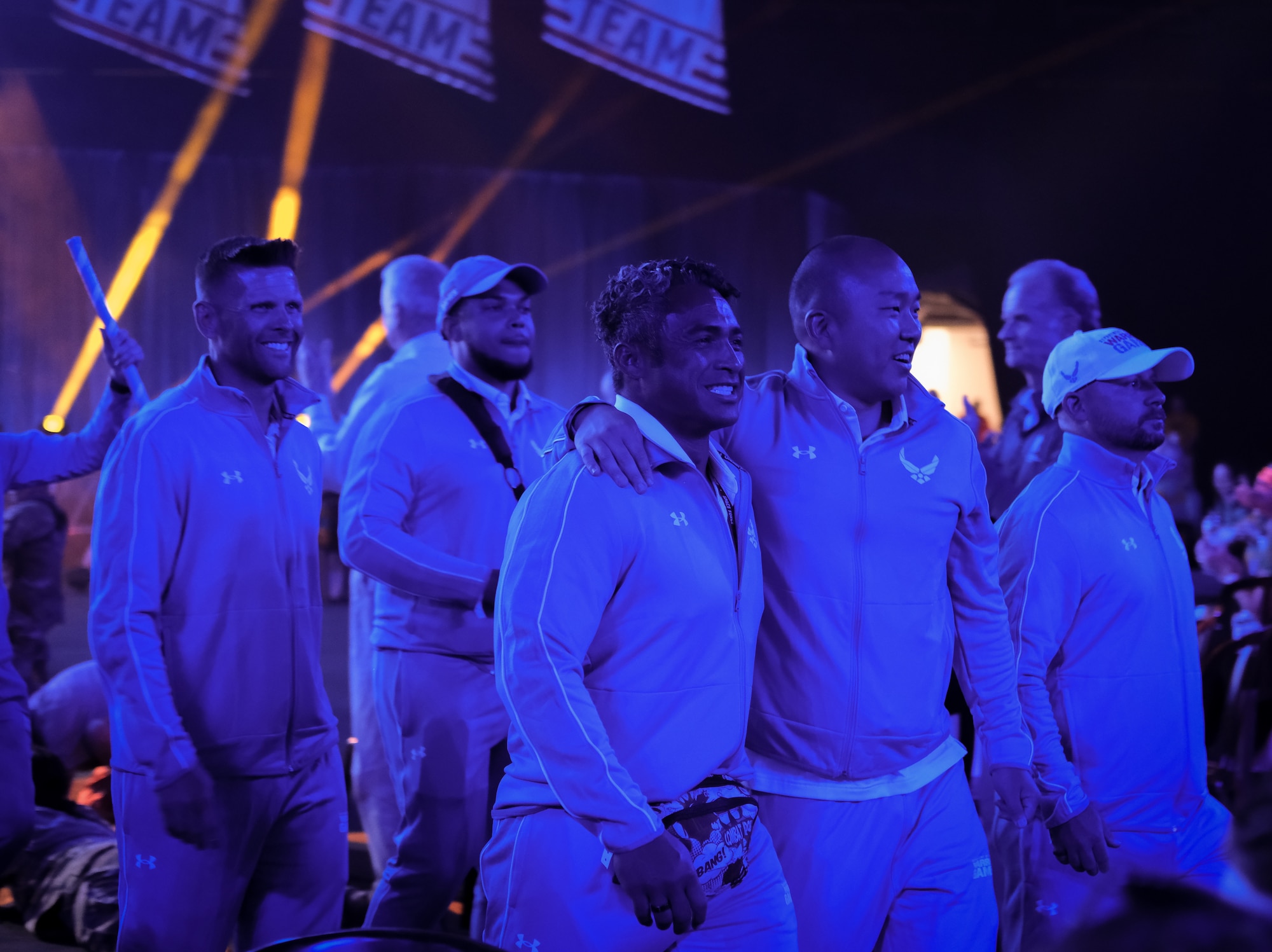 ORLANDO, Florida (June 22, 2024) Team Air Force  walks off the stage at the Opening Ceremony for the 2024 DoD Warrior Games in Orlando, Florida.