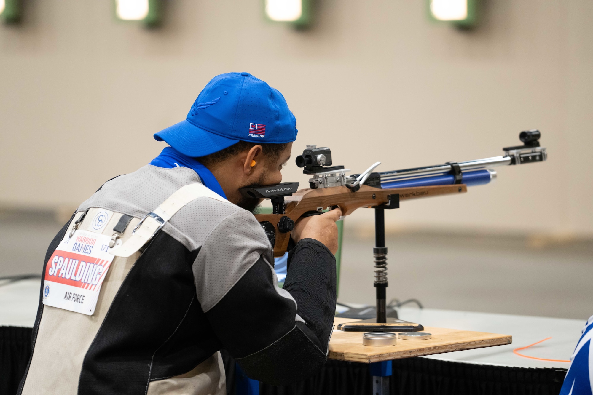 SSgt Adrian Spaulding participating in the shooting competition during the 2024 Warrior Games.