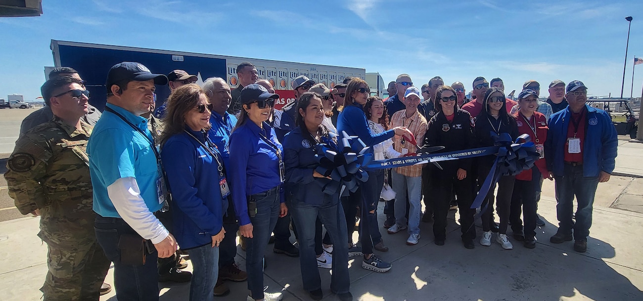 Washington’s Birthday Celebration Association Stars and Stripes Air Show Spectacular kicked off with a ribbon cutting event with attendees and U.S. armed services members on the flightline at the Laredo International Airport in Laredo, Texas Feb. 25, 2024.