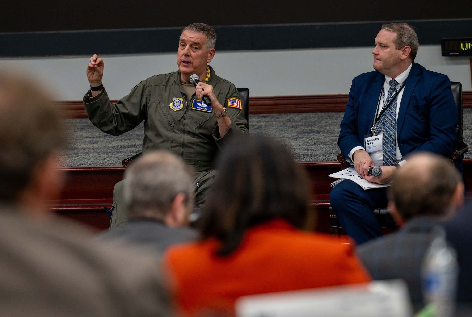 Air Mobility Command (AMC) hosted a Joint Industrial Capacity and Capabilities Board Feb. 27, 2024, that brought together key leaders from the aerospace industry along with academia and national associations to discuss the industry’s concerns and the ability of the nation to shift production to support competition and conflict as outlined in the National Defense Strategy. (U.S. Air Force Photo by Rachel Sansano)