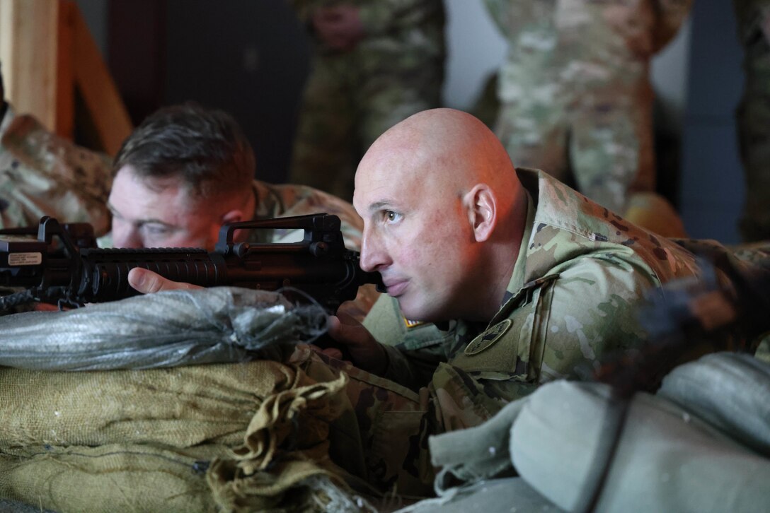 A Soldier conducts EST during the weapons skills portion of the 2024 Best Career Counselor competition at John Rodgers Field in Oahu, Hi, Feb. 26, 2024. The Soldiers competing are representing their units and brigades in an intense gauntlet to find out who will advance onto the Department of the Army Best Career Counselor Competition. (U.S. Army photo by Spc. Taylor Gray)