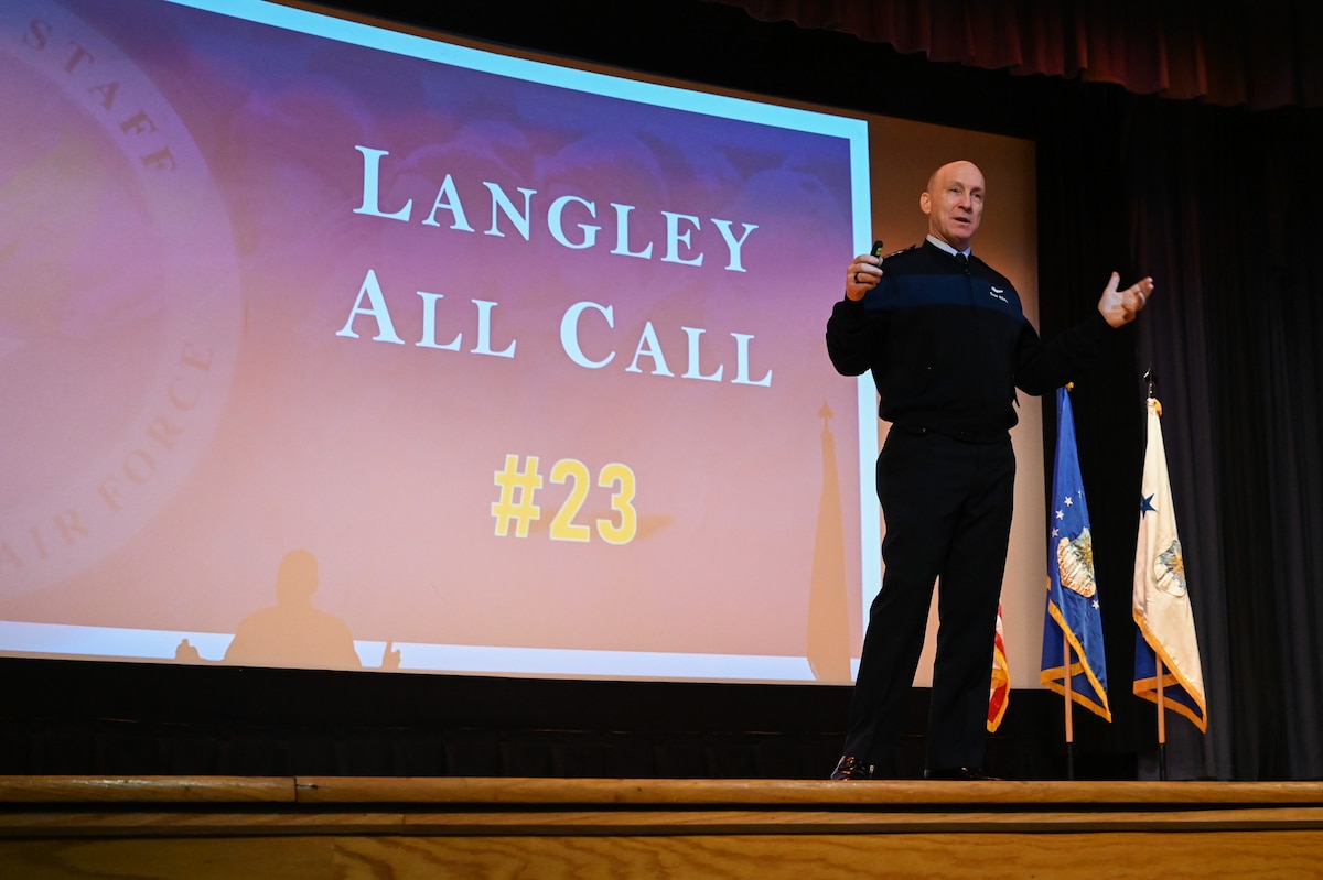 Air Force Chief of Staff Gen. David Allvin held an all call at Joint Base Langley-Eustis