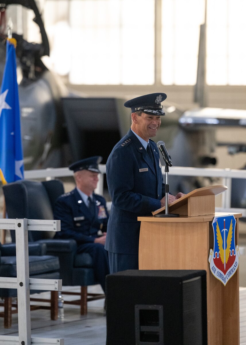 Gen. Ken Wilsbach, the new commander of Air Combat Command remarks at change of command