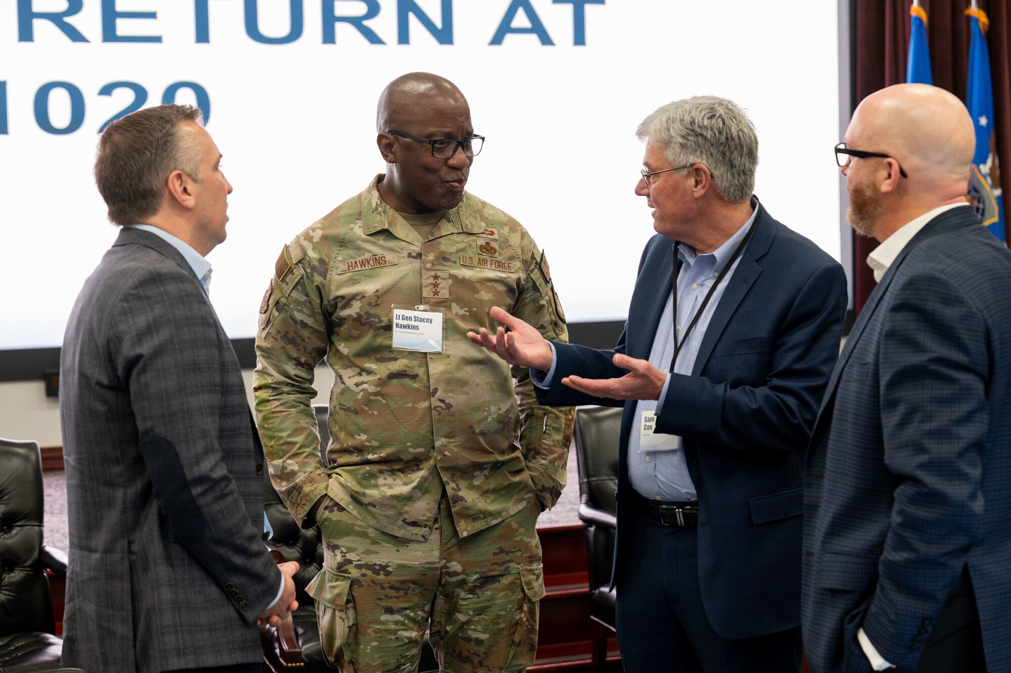 Air Mobility Command (AMC) hosted a Joint Industrial Capacity and Capabilities Board Feb. 27, 2024, that brought together key leaders from the aerospace industry along with academia and national associations to discuss the industry’s concerns and the ability of the nation to shift production to support competition and conflict as outlined in the National Defense Strategy. (U.S. Air Force Photo by Rachel Sansano)
