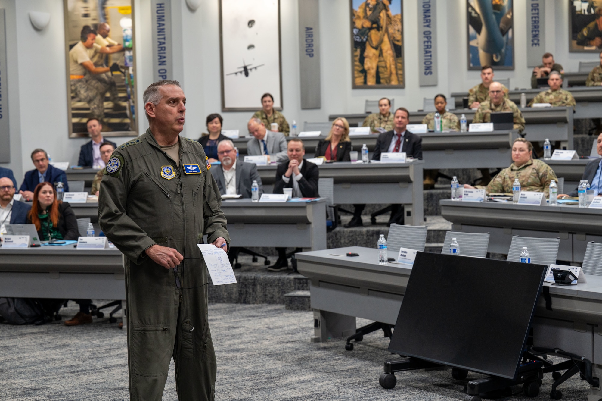 Air Mobility Command (AMC) hosted a Joint Industrial Capacity and Capabilities Board Feb. 27, 2024, that brought together key leaders from the aerospace industry along with academia and national associations to discuss the industry’s concerns and the ability of the nation to shift production to support competition and conflict as outlined in the National Defense Strategy. (U.S. Air Force Photo by Rachel Sansano)