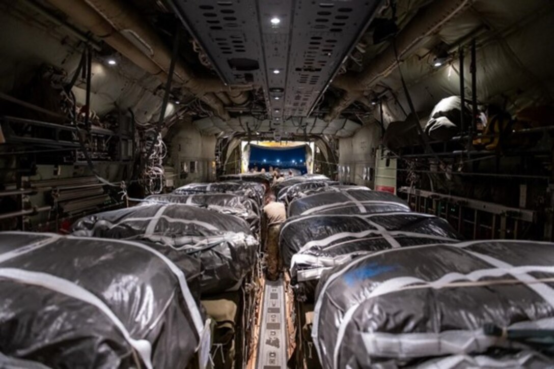 U.S. Central Command and the Royal Jordanian Air Force conducted a combined humanitarian assistance airdrop into Gaza on March 2, 2024, between 3:00 and 5:00 p.m. (Gaza time) to provide essential relief to civilians affected by the ongoing conflict.

The combined operation included U.S. Air Force and RJAF C-130 aircraft and respective Army Soldiers specialized in aerial delivery of supplies, built bundles and ensured the safe drop of food aid.

U.S. C-130s dropped over 38,000 meals along the coastline of Gaza allowing for civilian access to the critical aid.

The DoD humanitarian airdrops contributes to ongoing U.S. government efforts to provide life-saving humanitarian assistance to the people in Gaza. We are conducting planning for potential follow-on airborne aid delivery missions.

These airdrops are part of a sustained effort to get more aid into Gaza, including by expanding the flow of aid through land corridors and routes.