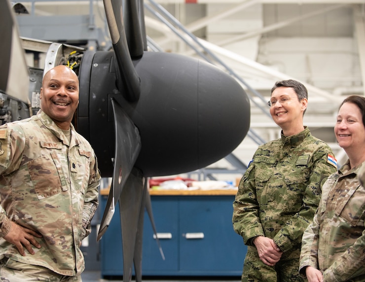 Croatian Army Brig. Gen. Gordana Garšić and Master Sgt. Marijvat Horvat toured a C-130 Hercules during their visit to the 133rd Airlift Wing in St. Paul, Minn., Mar. 1, 2024.