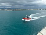 The crew of U.S. Coast Guard Cutter Vigilant (WMEC 617) conducts small boat operations for parts retrieval, Feb. 1, 2024, in the Caribbean Sea. Deploying in support of Joint Interagency Task Force-South, Vigilant worked alongside other Coast Guard cutters, Department of Defense and Department of Homeland Security units, and international partners to conduct maritime safety and security missions.