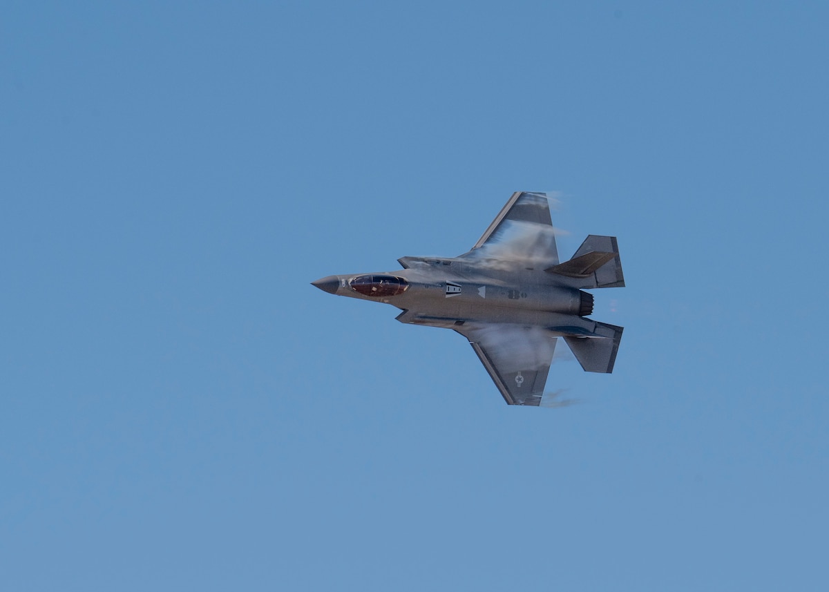 An F-35A Lightning II aircraft takes off from the flightline during the Heritage Flight Training Course at Davis-Monthan Air Force Base, Ariz., March 1, 2024. The F-35A was the U.S. Air Force’s latest fifth-generation fighter. It will replace the U.S. Air Force’s aging fleet of F-16 Fighting Falcon aircrafts and A-10 Thunderbolt II aircrafts, which have been the primary fighter aircraft for more than 20 years, and bring with it an enhanced capability to survive in the advanced threat environment in which it was designed to operate. (U.S. Air Force photo by Airman 1st Class William Finn)