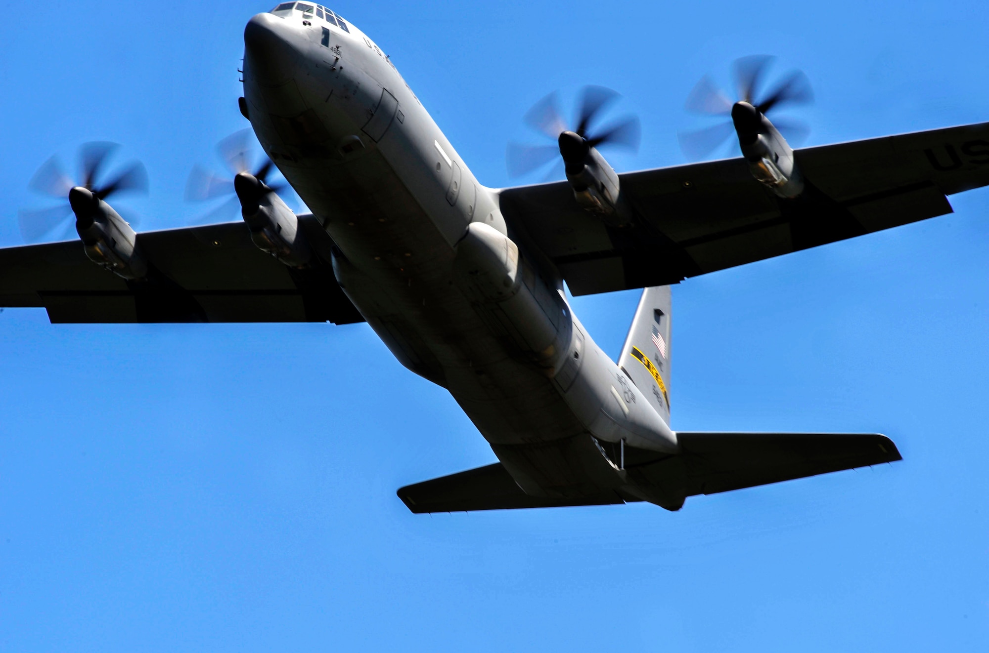 A C-130 in flight.