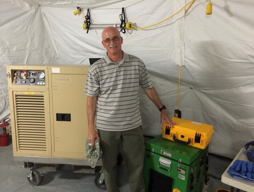 Bill Sovitsky is pictured in 2013 at the Air Force Academy during a U.S. Army Medical Materiel Agency test event for an oxygen generator system. Sovitsky, a 20-year Air Force veteran, will retire from Army Medical Logistics Command at the end of March after 40 years of combined federal service. (Courtesy)