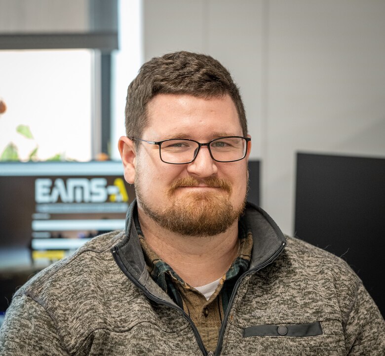 U.S. Army Corps of Engineers, Buffalo District intern, Scott Poffenberger works to complete his onboarding information as he begins his employment at the Cleveland Project Office while continuing his education at Cleveland State University, Cleveland, Ohio, Feb. 20, 2024.