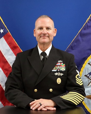 240305-N-N0443-1003 NEWPORT, R.I. -- Official photo of CMDCM Hugh Rape, command master chief, Surface Warfare Schools Command