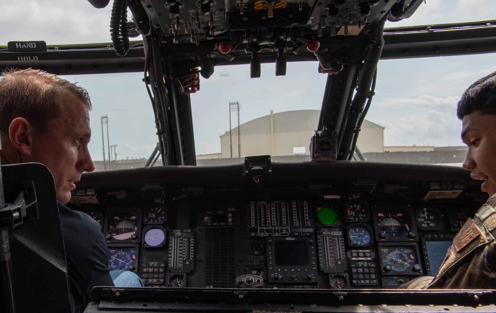 Dakota Meyer receives a HH-60 Pave Hawk briefing