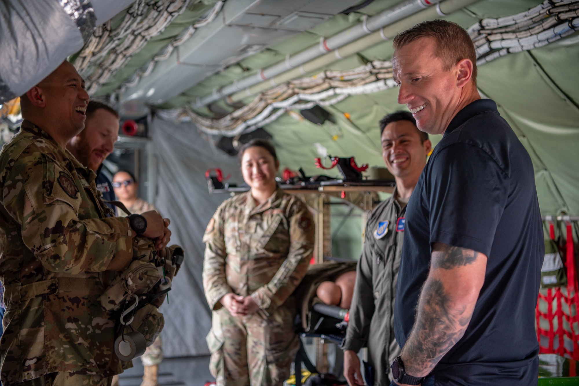 Dakota Meyer conversing with Airmen