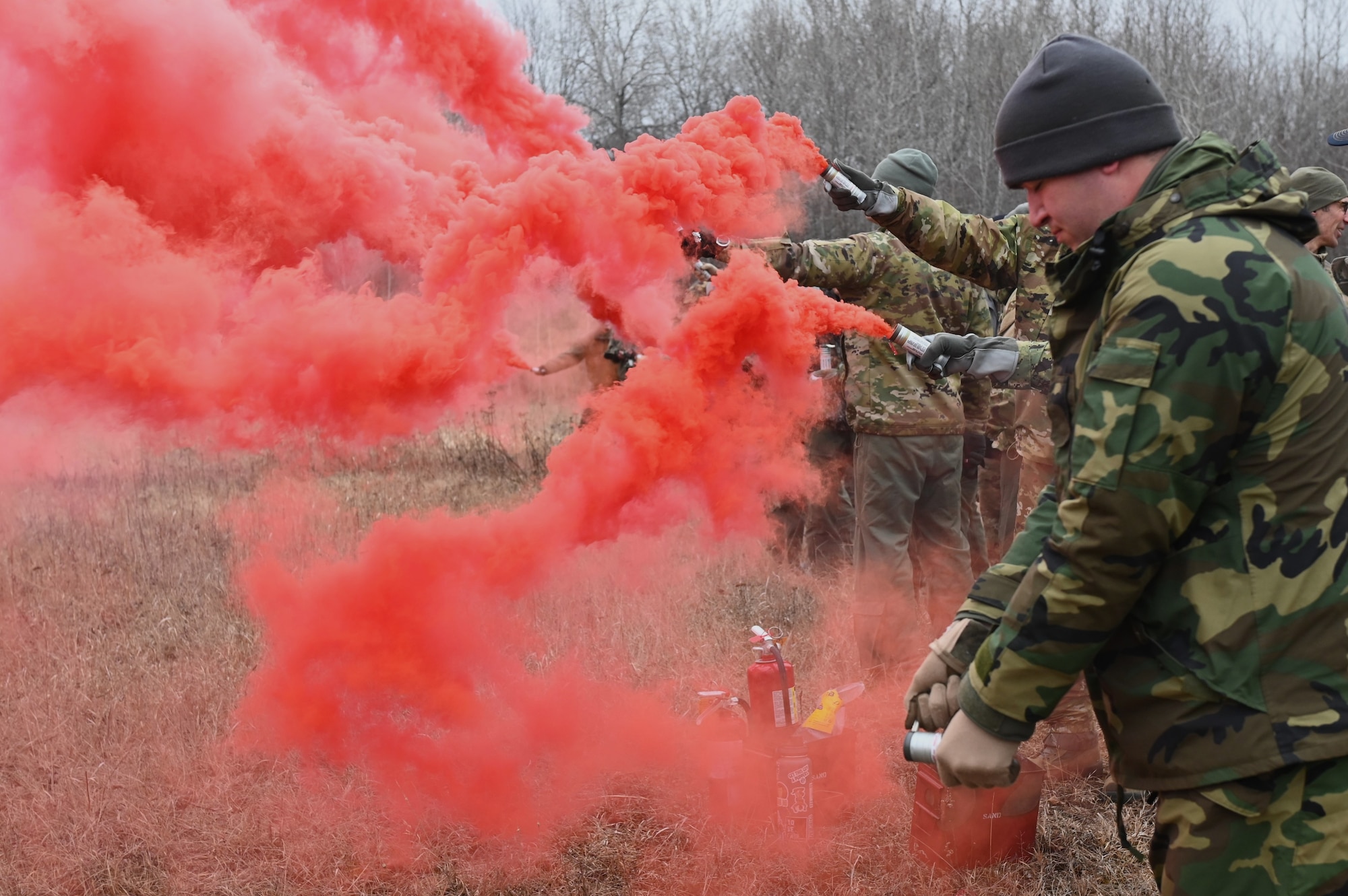 F-16 Pilots, Aerospace Medical Service Specialists, and other airmen assigned to the 148th Fighter Wing Minnesota Air National Guard, participated in Survival, Evasion, Resistance, and Escape (SERE) training March 3, 2024 in Duluth, Minn.. Trained SERE specialists and Aircrew Flight Equipment specialists lead them through the refresher survival training to prepare them for any situation that might leave them stranded in an unfamiliar environment.