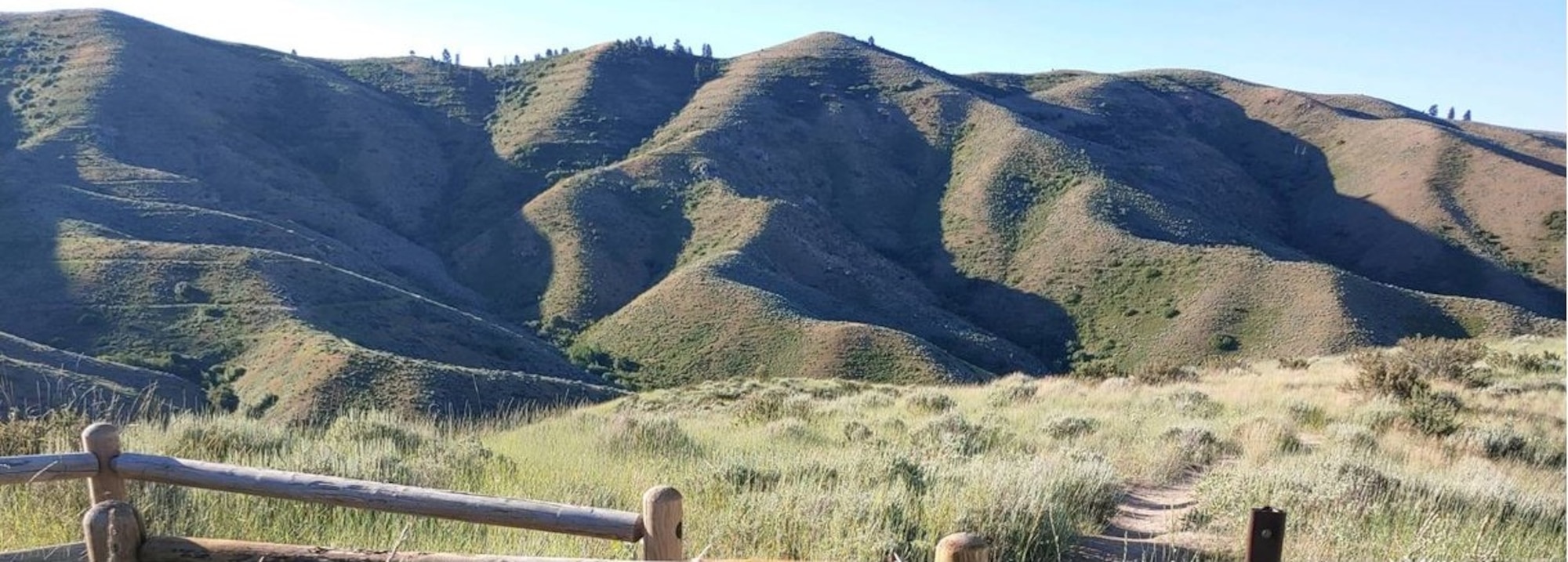 Mountains with grass in the foreground.