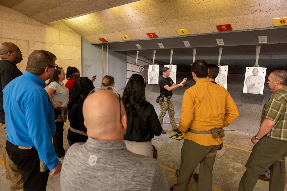 Members of the U.S. Special Operations Command Civilian Leader Development Program recently visited Marine Forces Special Operations Command on Camp Lejeune, North Carolina, Mar. 5, 2024. The visit is designed to give Joint and SOCOM civilian leaders the opportunity to further familiarize themselves with the special operations forces that they support. (U.S. Marine Corps photos by Cpl. Henry Rodriguez)