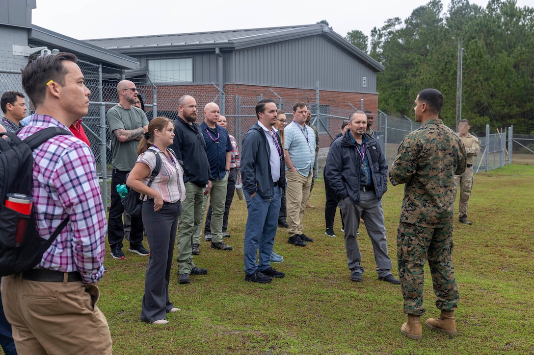 Members of the U.S. Special Operations Command Civilian Leader Development Program recently visited Marine Forces Special Operations Command on Camp Lejeune, North Carolina, Mar. 5, 2024. The visit is designed to give Joint and SOCOM civilian leaders the opportunity to further familiarize themselves with the special operations forces that they support. (U.S. Marine Corps photos by Cpl. Henry Rodriguez)