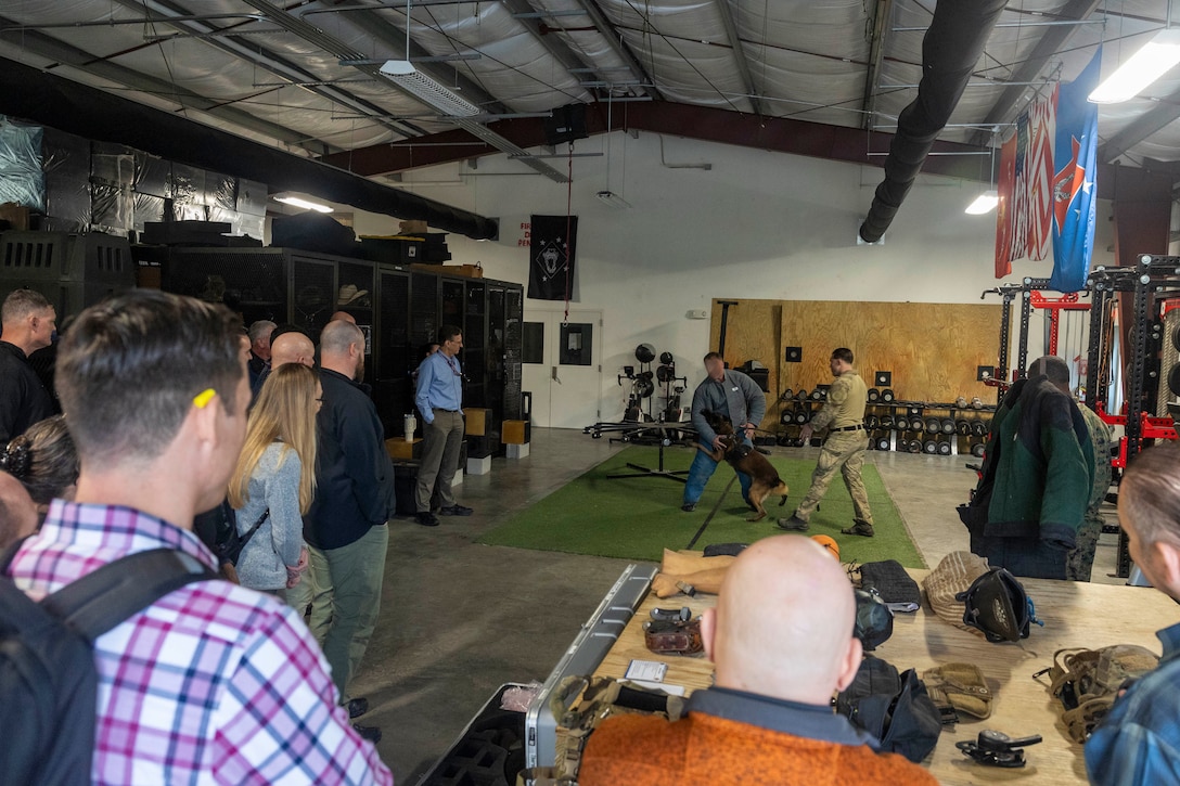 Members of the U.S. Special Operations Command Civilian Leader Development Program recently visited Marine Forces Special Operations Command on Camp Lejeune, North Carolina, Mar. 5, 2024. The visit is designed to give Joint and SOCOM civilian leaders the opportunity to further familiarize themselves with the special operations forces that they support. (U.S. Marine Corps photos by Cpl. Henry Rodriguez)