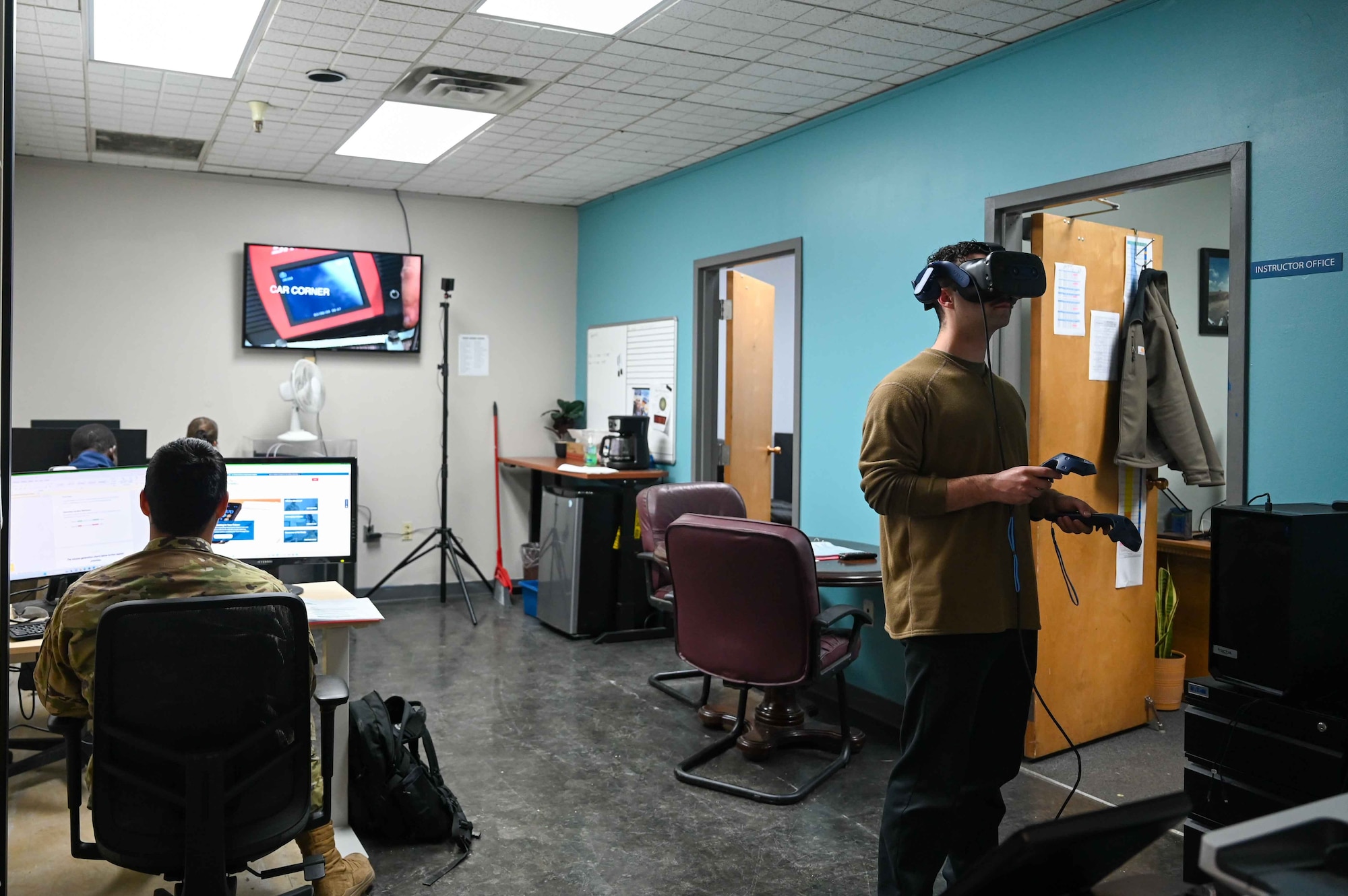 Airmen work on their upgrade training at the Vehicle Maintenance Squadron at Altus Air force Base, Oklahoma, February 29, 2024. The unit hopes to open a “virtual garage” in the near future to improve on-the-job training. (U.S. Air Force photo by Airman 1st Class Kari Degraffenreed)