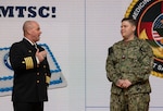 240229-N-DQ752-1015 JOINT BASE SAN ANTONIO FT. SAM HOUSTON, Texas (Feb. 29, 2024) Capt. Paul Allen, commander, Navy Medicine Training Support Center (NMTSC),  presents Religious Program Specialist 1st Class Amber Sanders, leading petty officer of the religious ministry team at NMTSC, with a Navy and Marine Corps Achievement Medal during a ceremony in Anderson Hall Feb. 29. NMTSC is the Navy component command that provides administrative and operational control over Navy staff and students assigned to the Medical Education and Training Campus and other medical programs in the San Antonio area. (U.S. Navy Photo by Mass Communication Specialist 2nd Class Cheyenne Geletka/Released)
