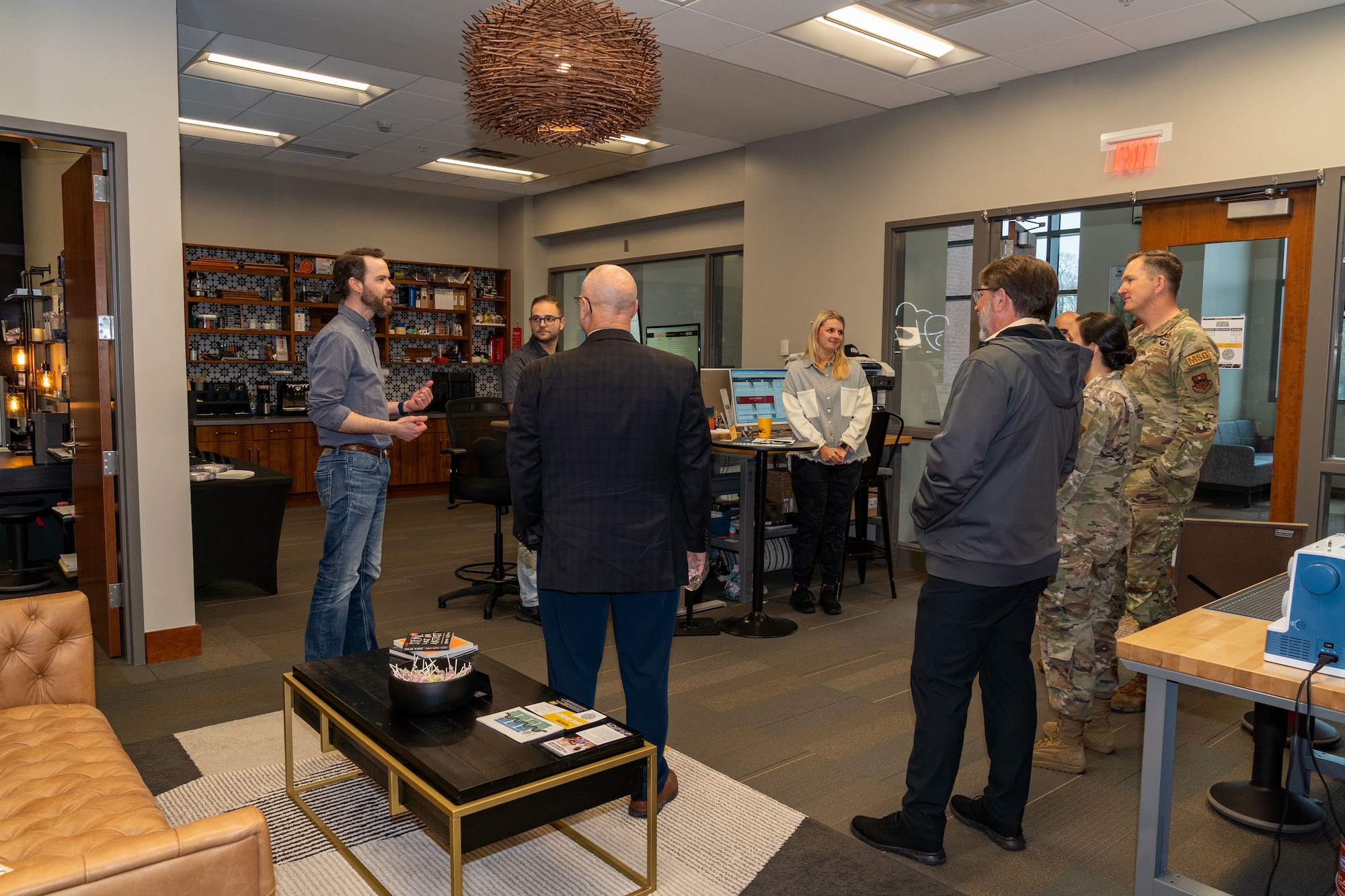 James Wilcox, Professor of practice and director of The Hatchery, explains to members from the 81st Training Wing the Inspiration Lab's purpose in extending entrepreneurial support to the ideas of students at the University of Southern Mississippi in Hattiesburg, Mississippi, March 1, 2024.