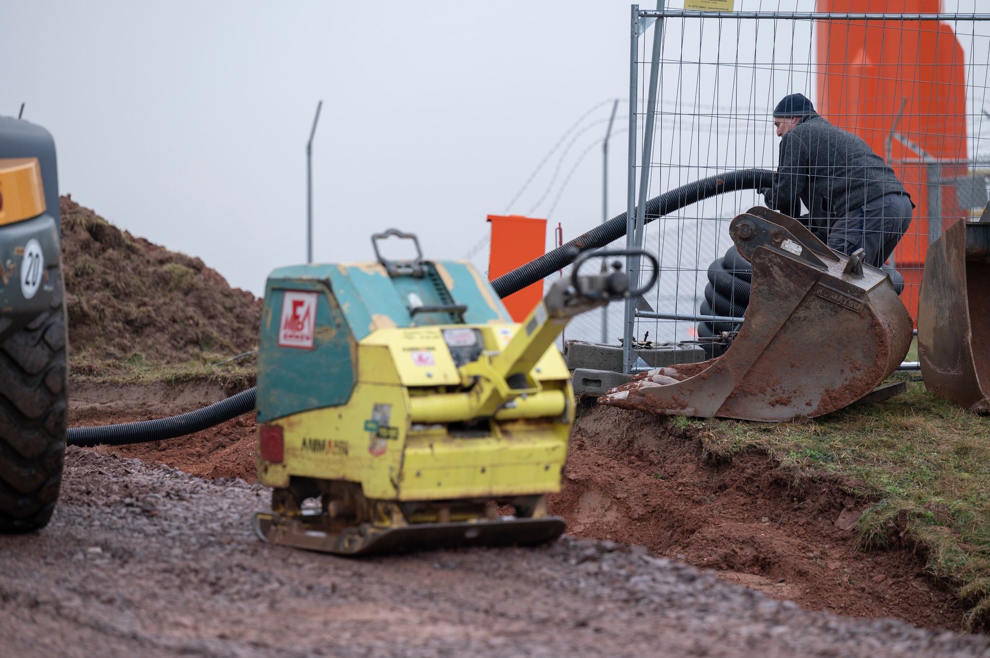 Construction workers begin construction on the 726th Air Mobility Squadron passenger terminal expansion at Spangdahlem Air Base, Germany, Feb. 1, 2024.