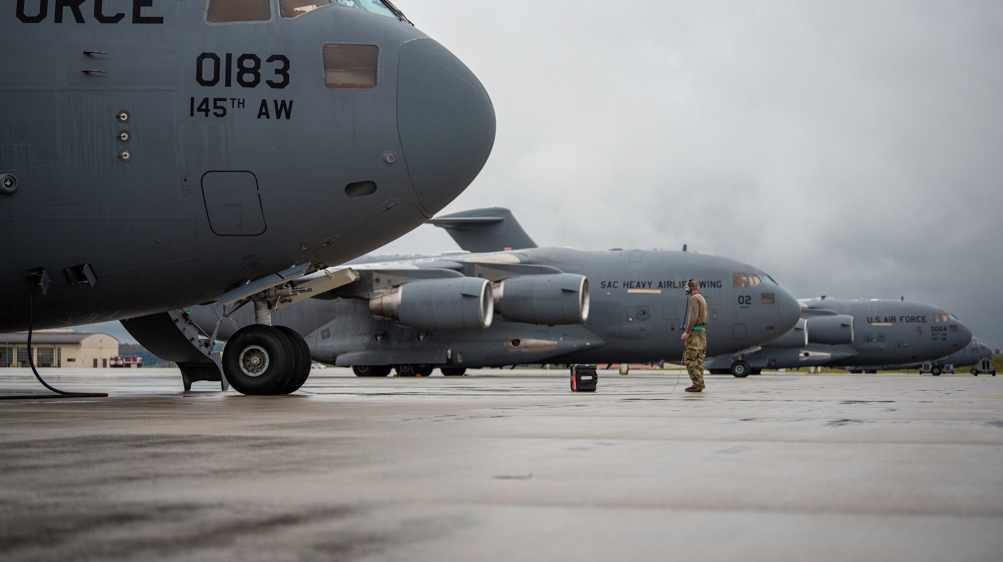 U.S. Air Force Staff Sgt. Joseph Mathiesen, 726th Air Mobility Squadron maintenance flight crew chief, conducts refueling operations at Spangdahlem Air Base, Oct. 20, 2023.