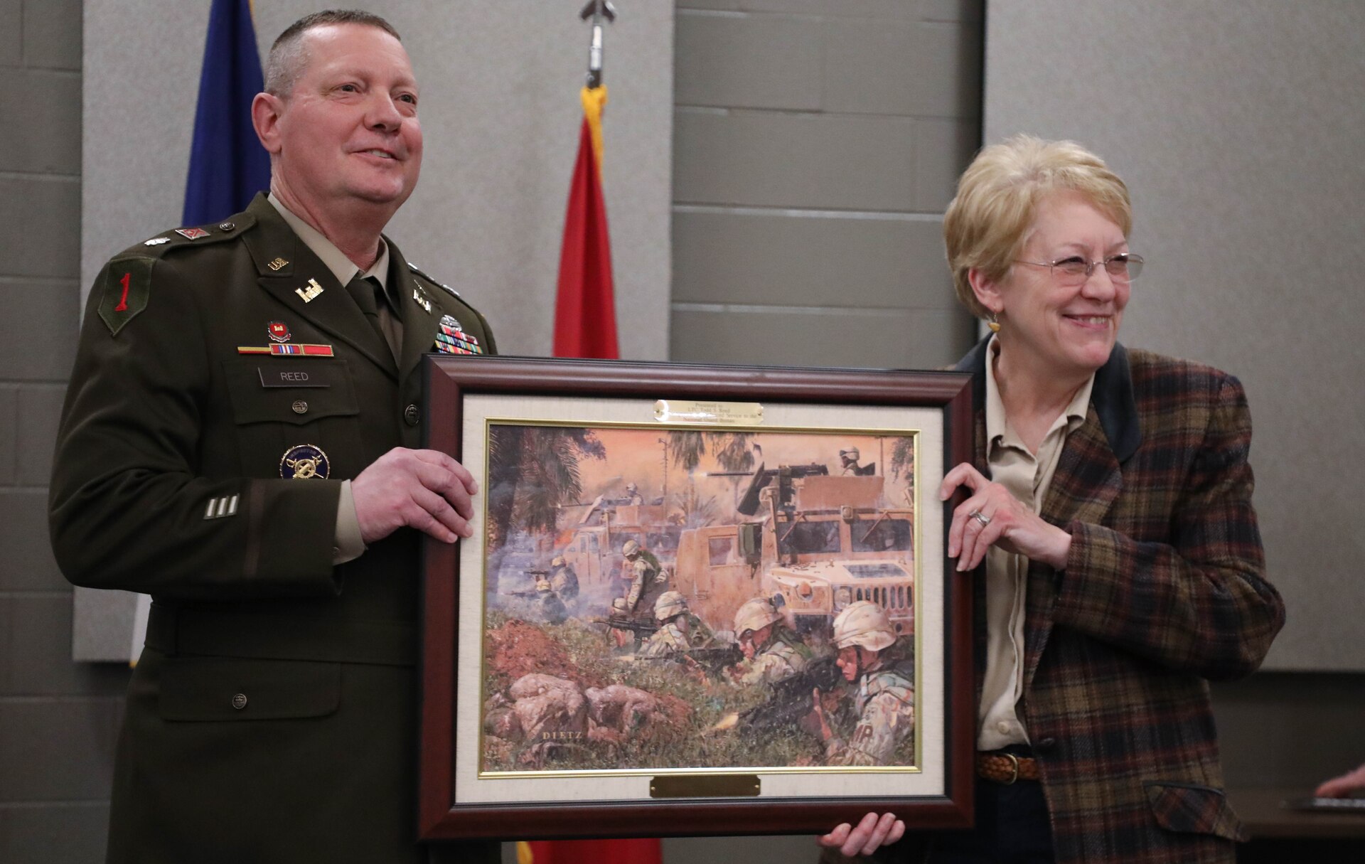 Army Lt. Col. Todd Reed was honored during a retirement ceremony at the Wellman Armory auditorium on Boone National Guard Center in Frankfort March 1, 2024. He has served in the military for 37 years.  (U.S. Army National Guard photo by Sgt. 1st. Class Benjamin Crane)