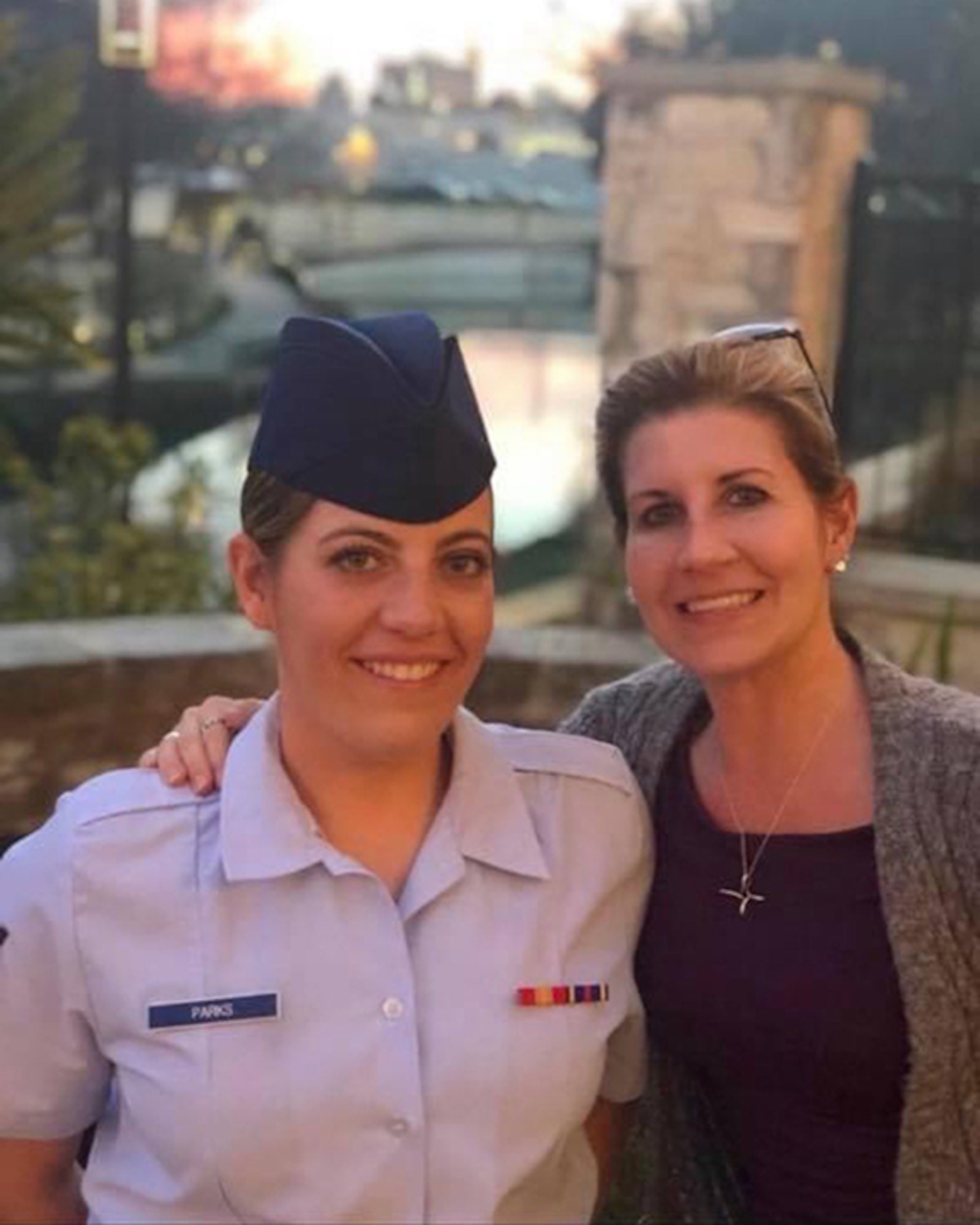 Maryland Air National Guard Staff Sgt. Brooke Parks, 175th Force Support Squadron recruiter, poses for a photograph with her mother. (Courtesy Photograph)
