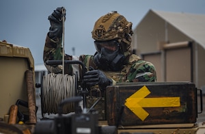 Airman pulls rope