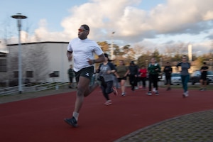 Kaiserslautern Military Community members run on the track