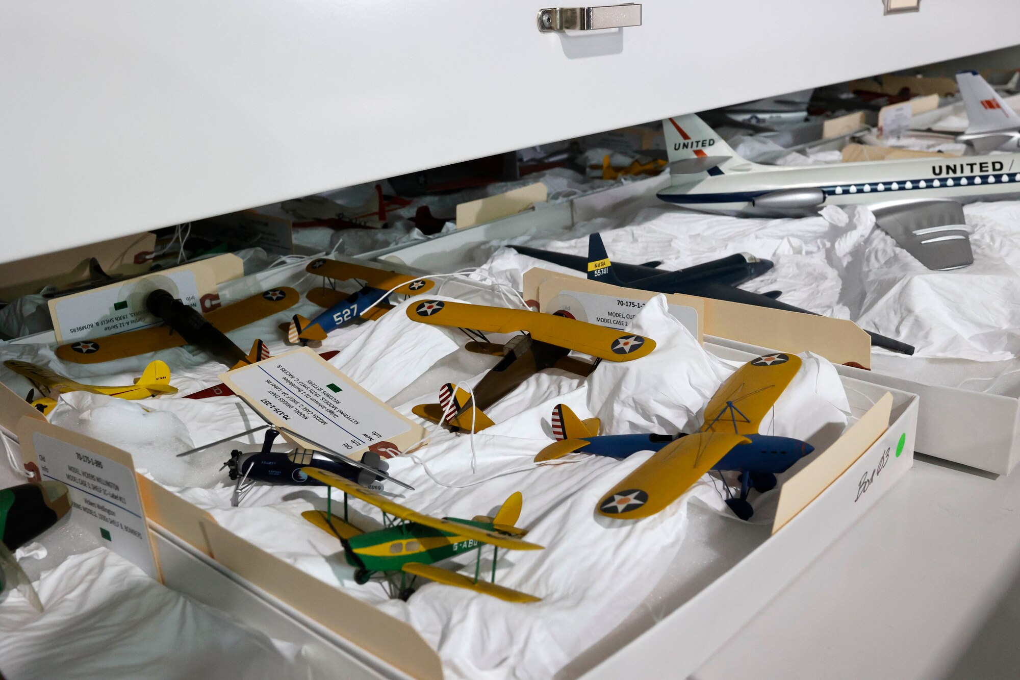 The National Museum of the U.S. Air Force is building a new case for the Kettering Model Collection. Museum personnel cataloged and packed model aircraft from the Kettering Model Collection for shipping to the conservation firm ICA in Cleveland, Ohio. After the conservation process has been completed, the 624 model aircraft will be displayed in the new case in the museum's Kettering Hall in the Spring/Summer of 2025.