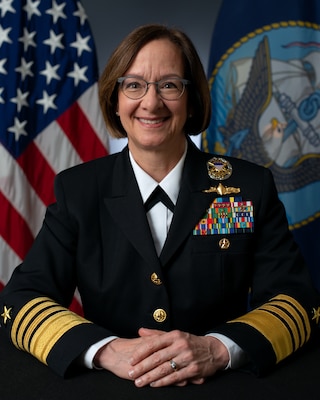 WASHINGTON (Nov. 2, 2023) - Adm. Lisa Franchetti delivers remarks after being sworn in as the 33rd chief of naval operations in the Pentagon, Nov. 2. Franchetti becomes the first woman service chief and member of the Joint Chiefs of Staff.(Chief Mass Communication Specialist Amanda R. Gray/released)