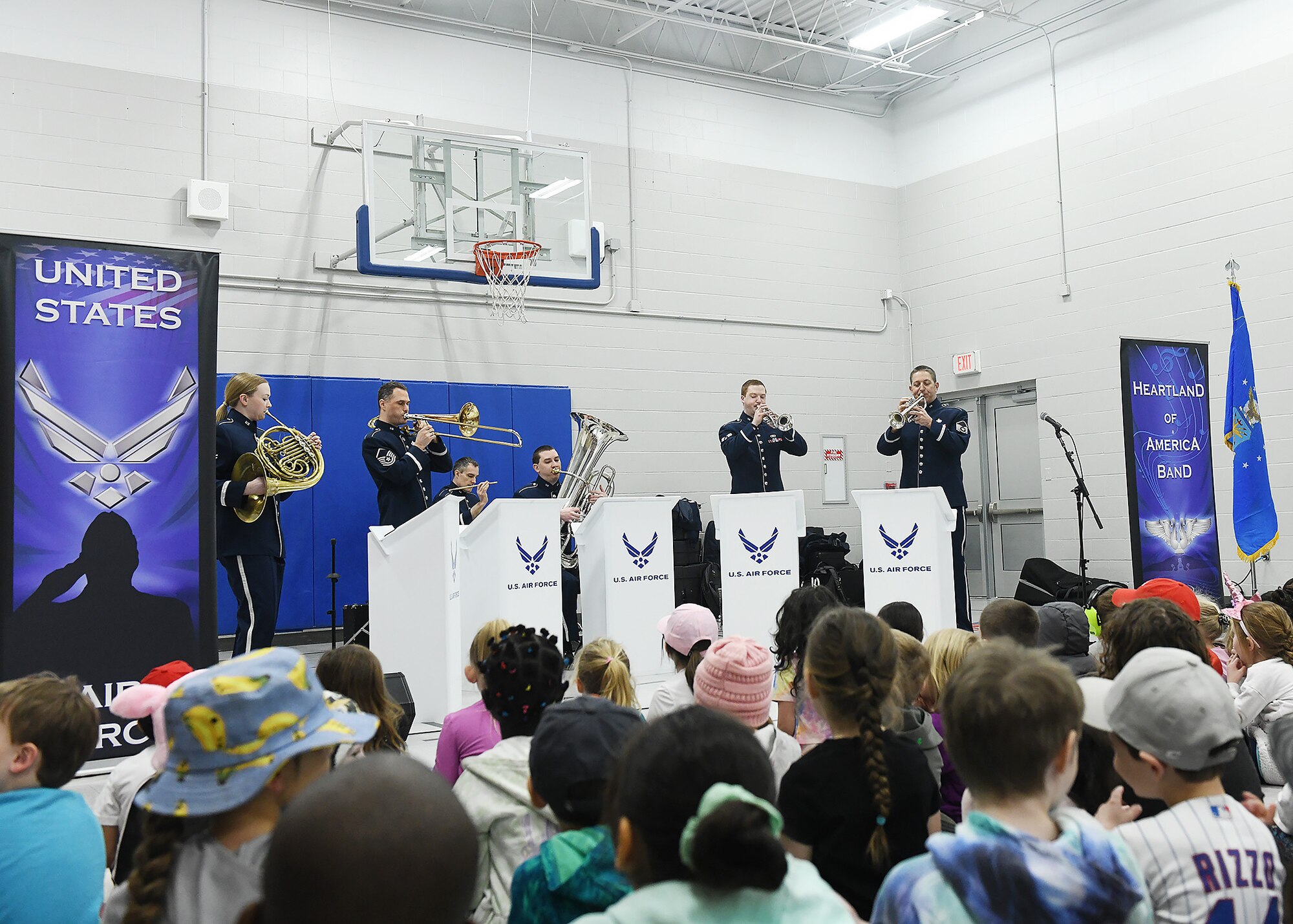 Children listen to music from Air Force members