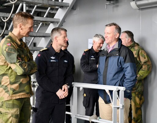 Oliver Berdal aboard the Norwegian Coast Guard vessel Bjornoya in Alta, Norway. The Norwegian-hosted exercise Nordic Response 2024 features more than 20,000 NATO forces from 14 nations.