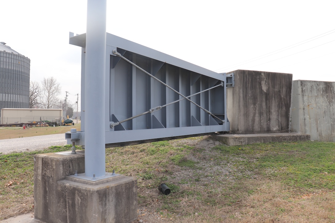 Typical modern day swing gate closure.  This face would be on the interior (landside) of the closure.