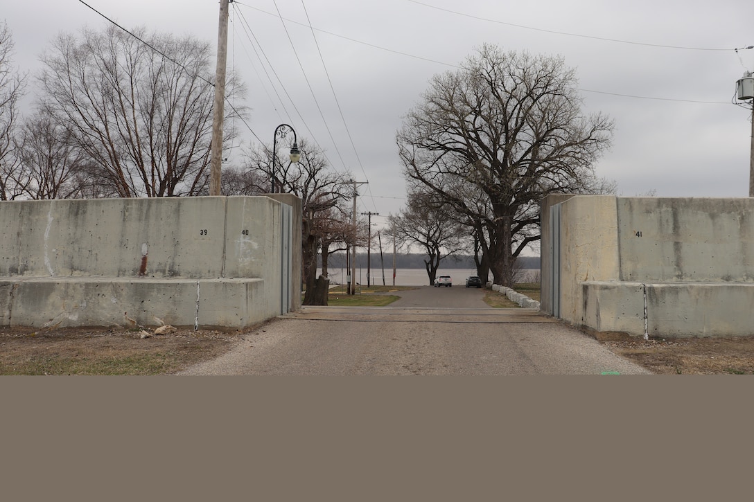 Stop log gate at the Walker Avenue opening (downstream opening for Reynolds Park).