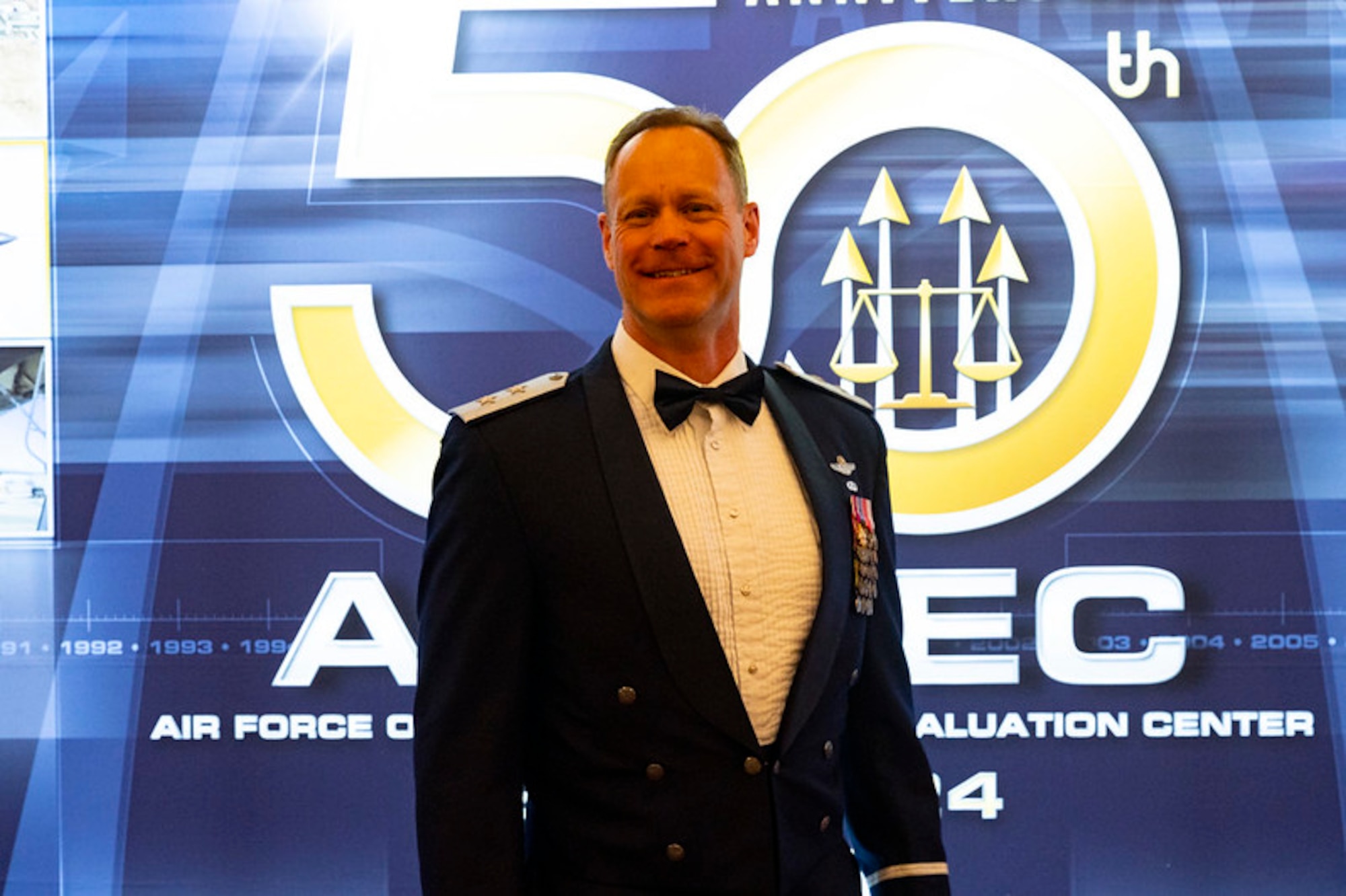 Maj. Gen. James R. Sears, Jr., Deputy Commander for Air Education and Training Command attends the Air Force Operational Test and Evaluation Center 50th Anniversary Celebration held at the Sandia Resort in Albuquerque, N.M., on March 6, 2024. General Sears was the AFOTEC Commander from April 2020 to July 2022.