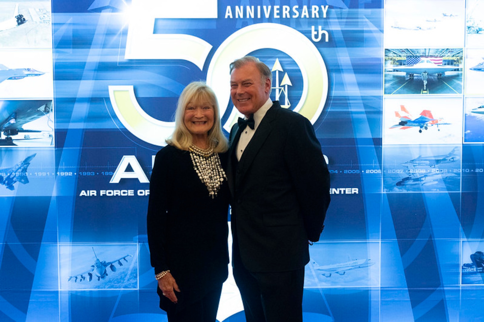 Retired Maj. Gen. Stephen T. Sargeant and his wife Vivienne attend the Air Force Operational Test and Evaluation Center 50th Anniversary Celebration held at the Sandia Resort in Albuquerque, N.M., on March 6, 2024. General Sargeant was the AFOTEC Commander from July 2007 to October 2010.