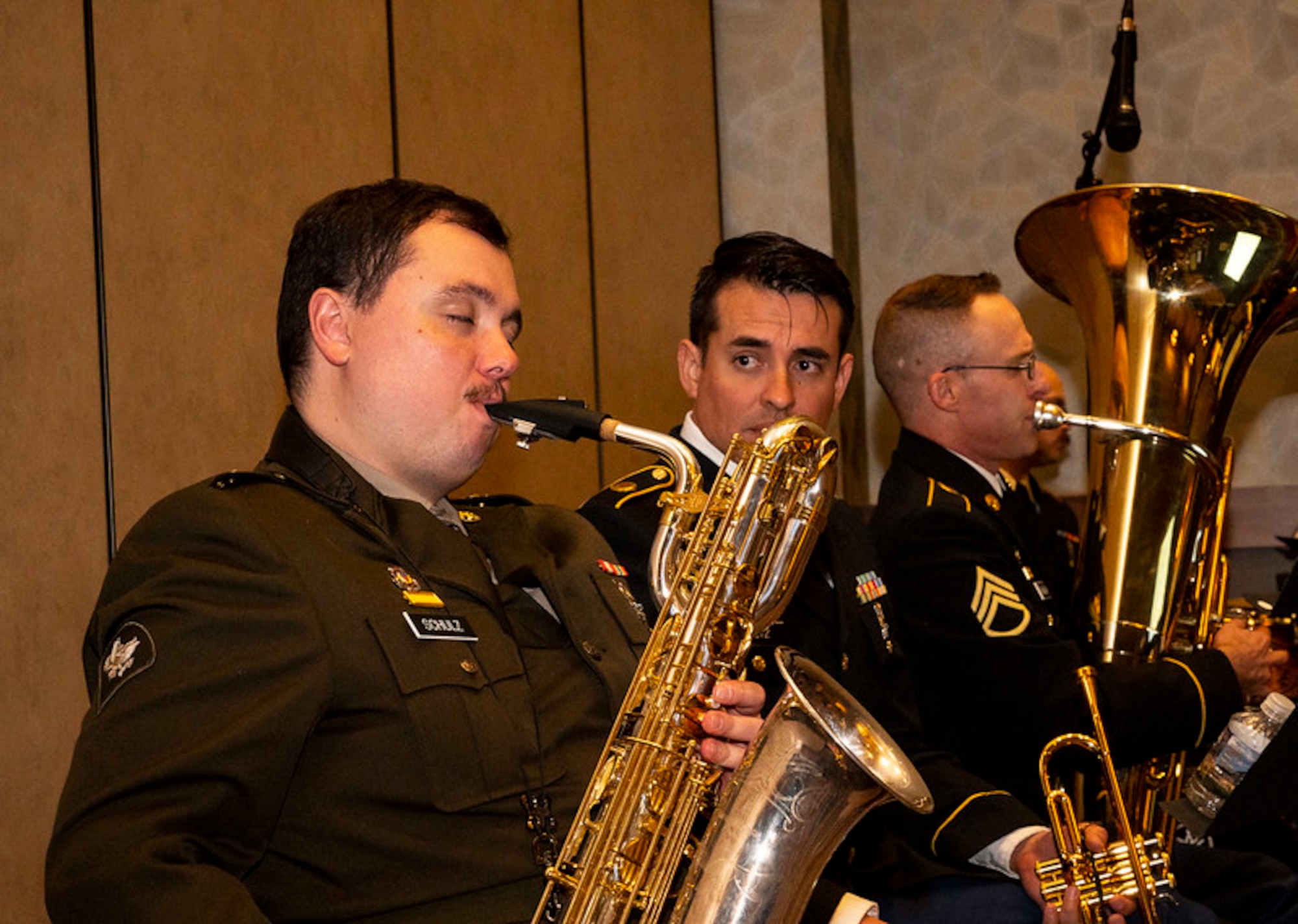The New Mexico National Guard 44th Army Band Jazz Combo provided music for the Air Force Operational Test and Evaluation Center 50th Anniversary Celebration at the Sandia Resort on March 6, 2024.