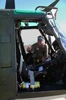 Pilot conducts pre-flight checks