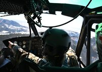 Pilot points toward projected landing zone
