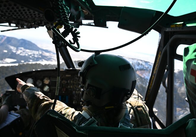Pilot points toward projected landing zone