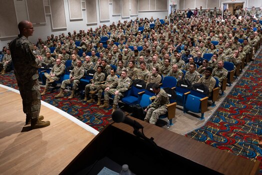 Senior enlisted leader of the Space Force speaks at an all-call