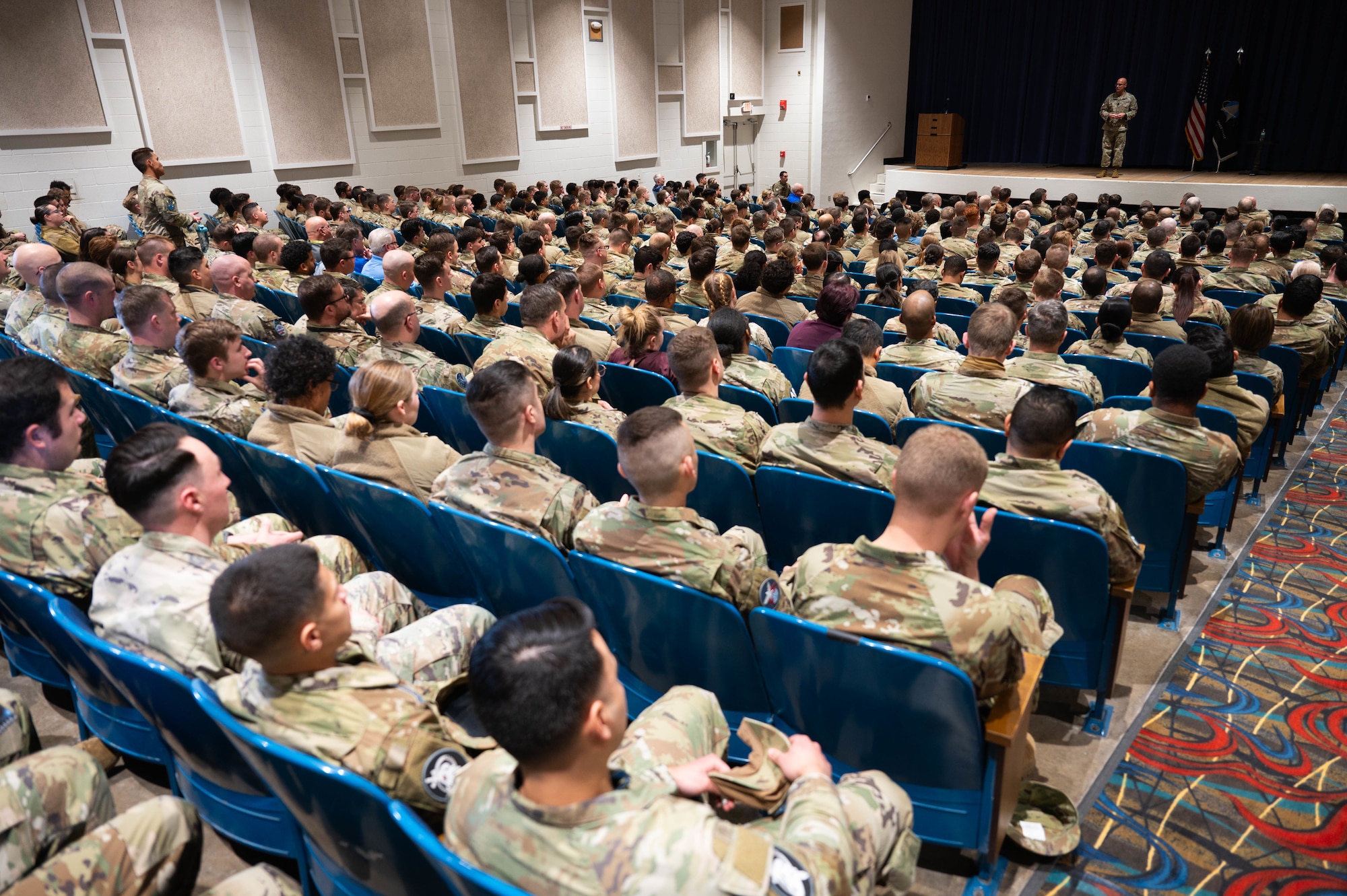 Senior enlisted leader of the Space Force speaks at an all-call